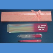 BOHEMIA Dárková sada - pinzeta + skleněná škrabka na paty 160/8mm a malý pilník 90/2mm Škrabka na paty